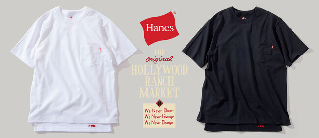 【HOLLYWOOD RANCH MARKET】〈Hanes〉とのコラボレーション企画による、ポケットTシャツとタンクトップのパックTシャツが4月11日より発売！