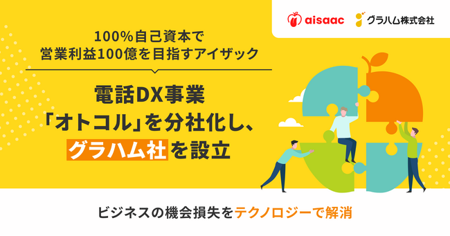 100%自己資本で営業利益100億を目指すアイザック、電話DX事業「オトコル」を分社化し、グラハム社を設立