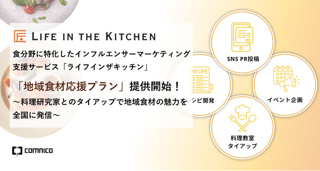 コムニコ、ライフインザキッチンサービスにて新たに地域の食材の認知度向上を支援する「地域食材応援プラン」の提供を開始