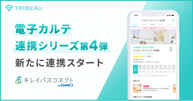 国内最大級の美容医療プラットフォーム『トリビュー』、電子カルテ連携シリーズ第4弾として『キレイパスコネクト byGMO』との予約台帳データ連携を開始