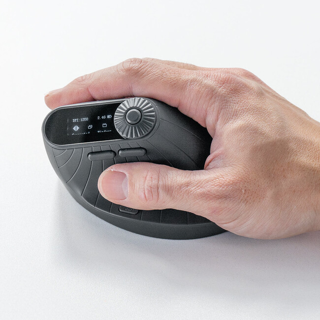 6つの機能をダイヤルで操作が行える液晶画面付き多機能エルゴノミクスマウスを4月16日に発売