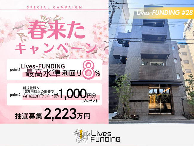 【ライブズファンディング】最高水準の利回り8.00% + 「春来たキャンペーン」実施!