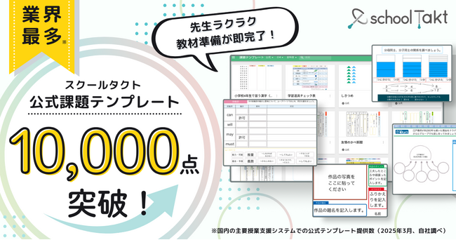 【先生の業務負荷軽減へ】スクールタクトの公式課題テンプレートが、業界最多1万点を突破！