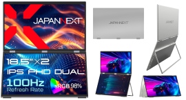 JAPANNEXTが18.5インチ IPSパネルを2つ搭載したフルHD解像度のデュアルモバイルモニターを69,980円で4月18日(金)より発売