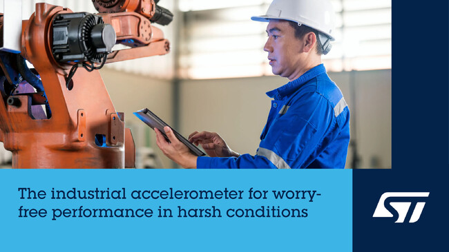 STマイクロエレクトロニクス、エッジAIと超低消費電力でメンテナンス不要のスマート・センシングを実現する産業グレードの加速度センサを発表