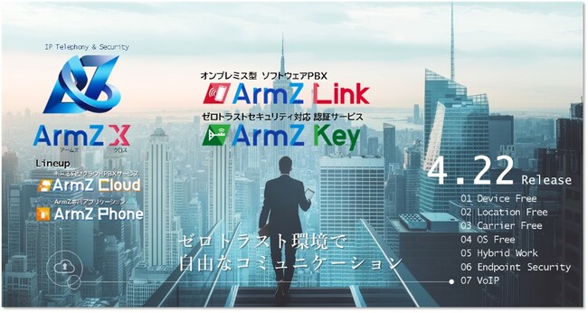 テレフォニー＆セキュリティ統合型DXソリューション『ArmZ X』シリーズに新サービスを追加　未来志向型クラウドPBXサービス『ArmZ Cloud』も機能強化し進化！