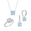 Pt950 ブルートパーズ ダイヤモンド ネックレス、ピアス、リング Pt950 ブルートパーズ ダイヤモンド ネックレス、ピアス、リング