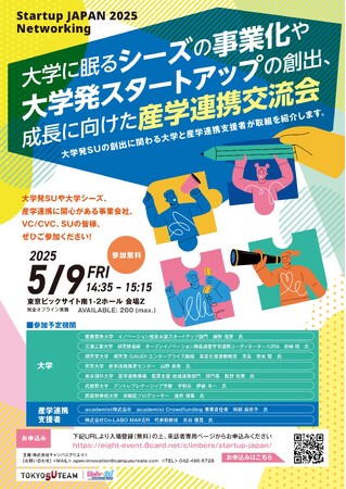 【5/9（金）東京ビックサイト】「大学に眠るシーズの事業化や大学発スタートアップの創出・成長に向けた産学連携交流会」を開催いたします