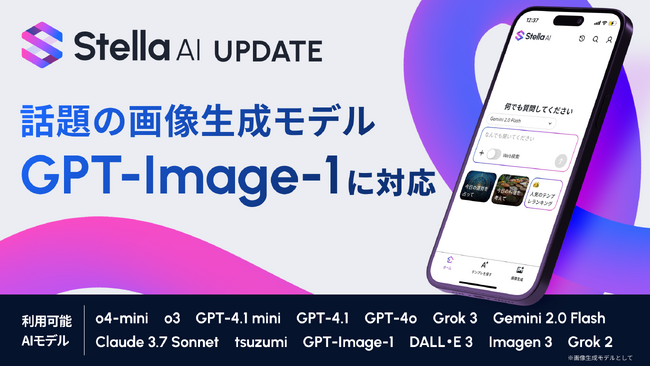 株式会社SUPERNOVAが提供する「Stella AI」に、OpenAIの最新画像生成AIモデル「GPT-Image-1」を即日追加