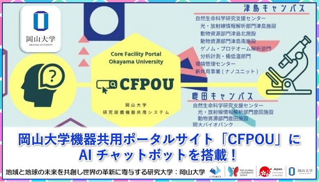 【岡山大学】岡山大学機器共用ポータルサイト「CFPOU」に AI チャットボットを搭載