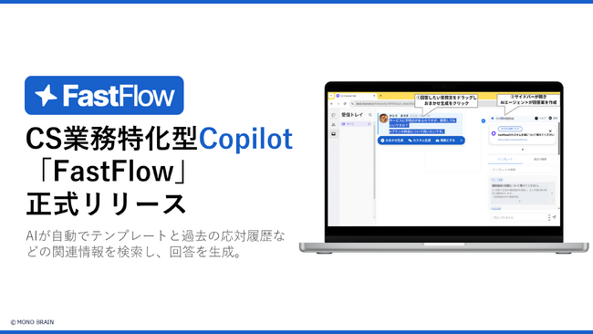 CS業務特化型AI Copilot「FastFlow」正式リリース！オペレーター対応時間を46%削減し、高効率なCS部門を実現