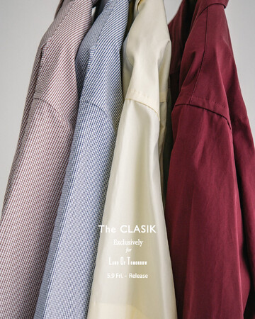 ランド オブ トゥモロー 丸の内店と心斎橋パルコ店では5月9日(金)からザ クラシックと型から別注した半袖シャツを数量限定で発売。