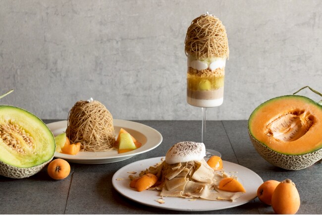 【和栗専門紗織】初夏限定メロン×モンブランのみずみずしく爽やかなスイーツ登場！甘みが強く、ジューシーなメロンと和栗を合わせてお愉しみください。木屋町本店／ジェイアール京都伊勢丹