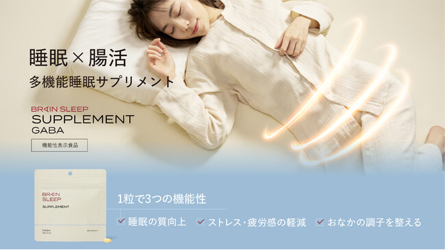 ＜脳×腸の同時アプローチ＞が睡眠の質を向上する！ １粒で“睡眠・ストレス・おなか”をケア「ブレインスリープ サプリメント GABA」