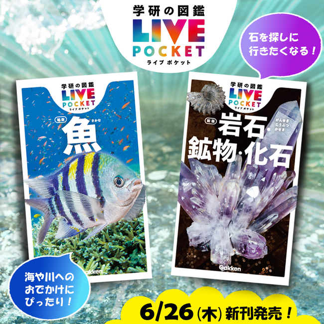 【お散歩やアウトドアのおともに！】『学研の図鑑LIVEポケット 魚 新版』『学研の図鑑LIVEポケット 岩石・鉱物・化石 新版』が同時発売！　全国の書店・ネット書店で予約開始！ ＜6月26日発売＞