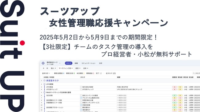チームのタスク管理・プロジェクト管理ツール「スーツアップ」、女性管理職応援キャンペーン