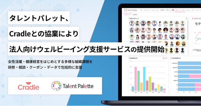 タレントパレット、Cradleとの協業により法人向けウェルビーイング支援サービスの提供開始