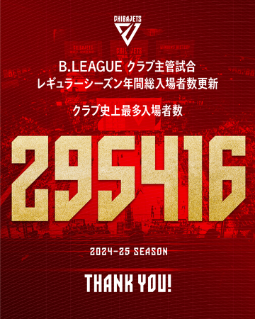 【千葉ジェッツ】ホームゲーム年間総入場者数「約30万人」でBリーグ新記録となるNo,1を獲得！新アリーナ効果で前年比212％増を達成！！