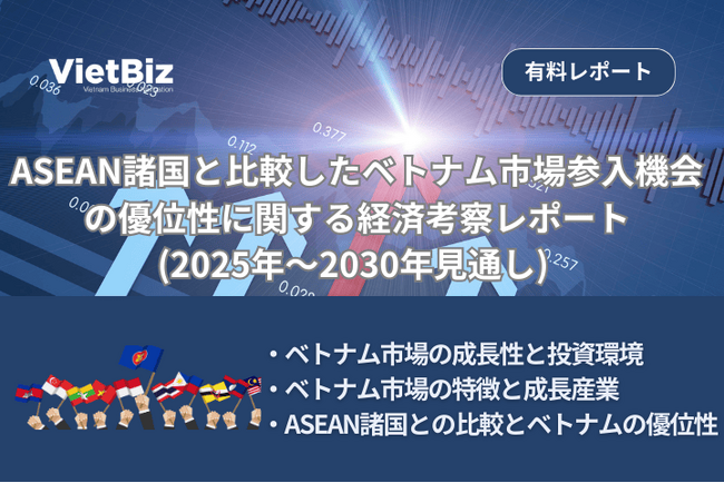 ベトナム市場調査レポート販売｜ASEAN諸国と比較したベトナム市場参入機会の優位性に関する経済考察レポート(2025年～2030年見通し)
