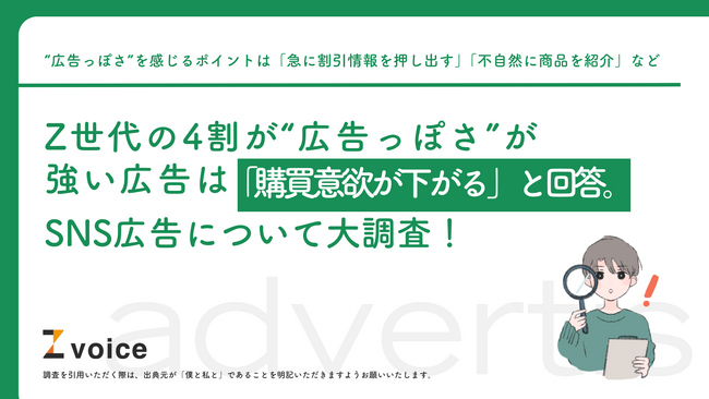 Z世代の4割が“広告っぽさ”が強い広告は「購買意欲が下がる」と回答。SNS広告について大調査！