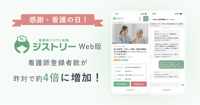 看護師スカウト転職「ジストリー」、Web版リリースで看護師の登録者数が昨対約4倍に増加