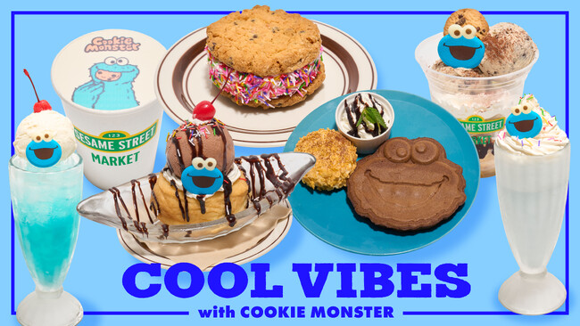 【セサミストリートマーケット】暑くなるこれからの時期にひんやりスイーツでクールダウン！「COOL VIBES with Cookie Monster」カフェメニューフェアを開催〈5月16日(金)～〉