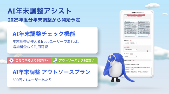 freee人事労務、2025年分より「AI年末調整アシスト」の提供を開始