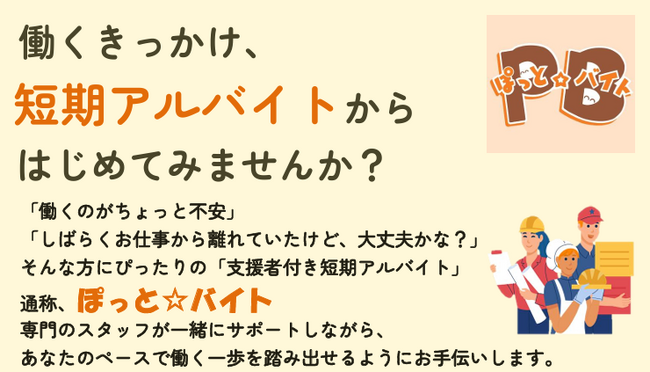 「ひきこもり者への支援付き短期アルバイト『ぽっと☆バイト』の提供と、企業ネットワークの構築事業」がスタート