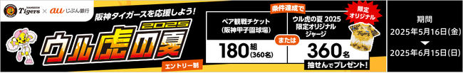合計720名さまに当たる！「阪神タイガースを応援しよう！『ウル虎の夏2025』観戦チケット・オリジナルジャージプレゼントキャンペーン」実施