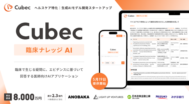 医師の疑問に答える、臨床ナレッジAI「Cubec」を提供開始