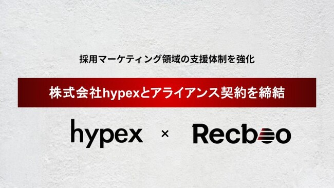 【Recboo】株式会社hypexとアライアンス契約を締結。採用マーケティング領域の支援体制を強化。