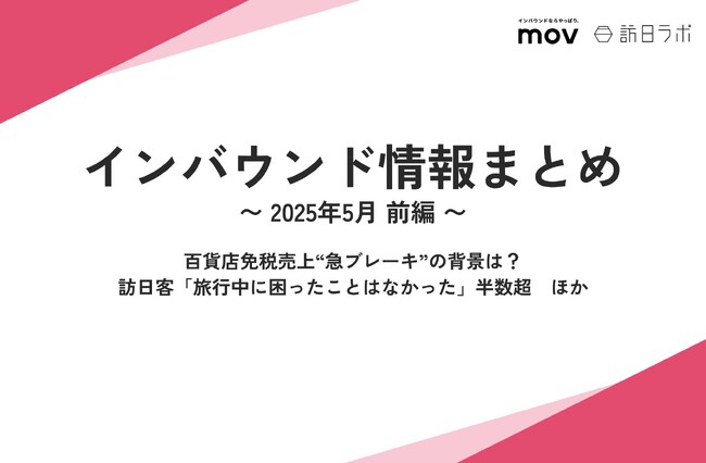 百貨店免税売上“急ブレーキ”の背景は？：観光・インバウンドの最新動向がわかる！インバウンド情報まとめ「2025年5月前編」を訪日ラボが公開
