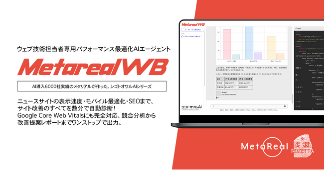 【メタリアル・グループ】ウェブサイトパフォーマンス最適化レポート作成AIエージェント「Metareal ウェブ(Metareal WB)」5/22提供開始