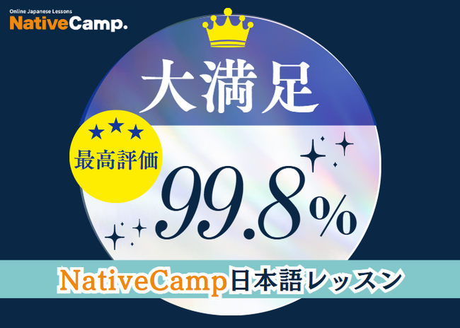 【線上日語會話】課程「非常滿意」評價達99.8% /【外国人向けオンライン日本語会話】Native Camp Japanese レッスン受講者の99.8％が「大満足」と回答