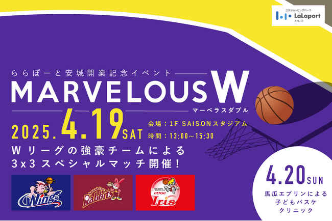 女子バスケ3クラブが激突！　3x3 Marvelous W がららぽーと安城をバスケ一色に