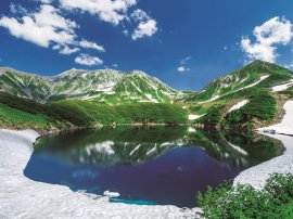 7月でも雪が残るほど涼しい室堂エリア