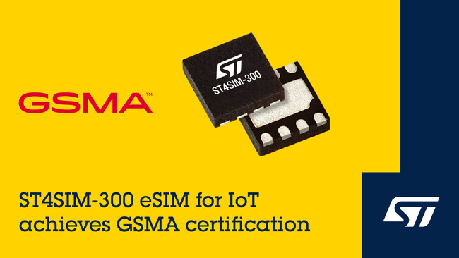STマイクロエレクトロニクス、IoT向けeSIM「ST4SIM-300」のGSMA認証取得を発表