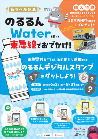 のるるんＷａｔｅｒ新ラベル記念！ＮＦＴ化されたのるるんデジタルスタンプや３Ｄ車両ＮＦＴがもらえる「のるるんＷａｔｅｒを買って、東急線でお出かけ！」キャンペーンを実施します