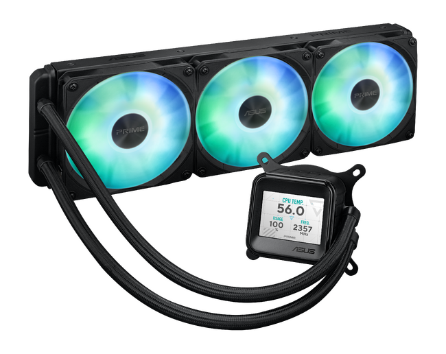 ASUSよりCPUとGPUのリアルタイム監視用のLCD画面を搭載し、Asetekポンプを採用したCPU水冷クーラーおよび、ホワイトモデルのPRIMEシリーズ水冷クーラーを発表