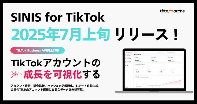 テテマーチ、TikTok分析ツール「SINIS for TikTok」2025年7月にリリース予定