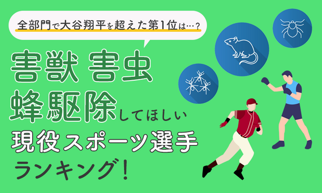 【全部門で大谷翔平を超えた第1位は...？】害獣・害虫・蜂駆除してほしい現役スポーツ選手ランキング！