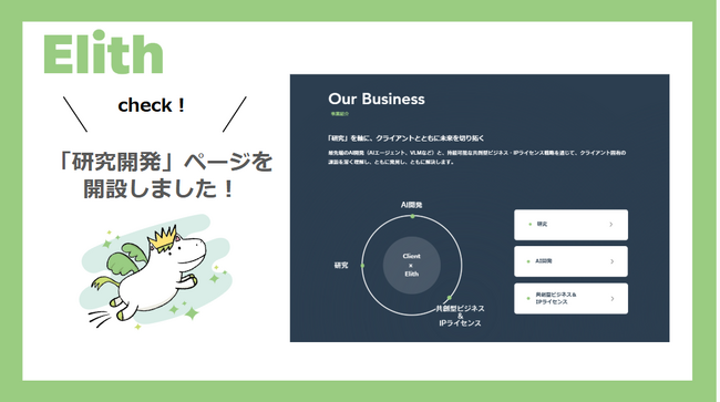 Elithの「研究開発」ページを新たに公開しました