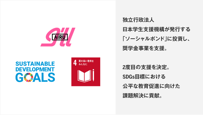 アイル、独立行政法人日本学生支援機構が発行する「ソーシャルボンド」に投資し、奨学金事業を支援