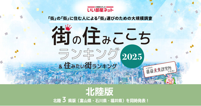 いい部屋ネット　街の住みここち＆住みたい街ランキング2025＜富山県版＞ランキング発表