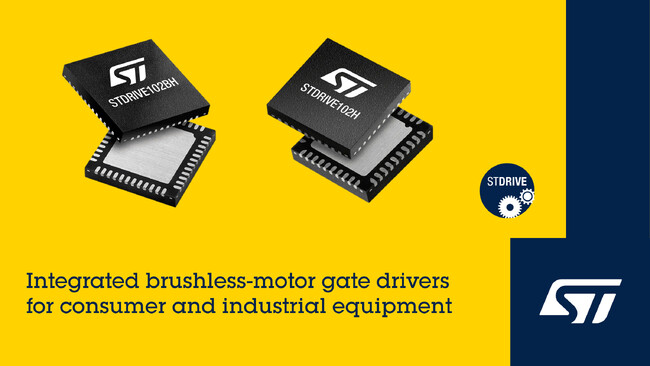STマイクロエレクトロニクス、コードレス家電、モバイル・ロボット、産業用ブラシレス・モータの制御に適した新しいゲート・ドライバを発表