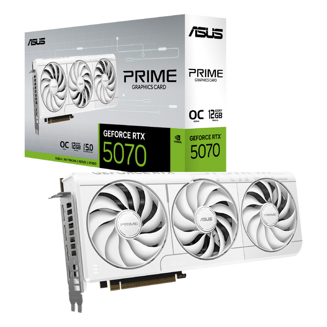 ASUSより、GeForce RTX(TM) 5070 を搭載したビデオカードPRIMEシリーズのホワイトモデル「PRIME-RTX5070-O12G-WHITE」を発表