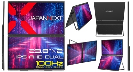JAPANNEXTが23.8インチ IPSパネルを2つ搭載したフルHD解像度の大型デュアルモバイルモニターを79,980円で6月13日(金)より発売