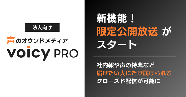 新機能!「限定公開放送」が法人向け音声配信サービス「VoicyPro」でスタート