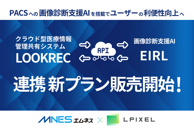 クラウド型医療情報管理共有システム「LOOKREC」とエルピクセルが提供する画像診断支援AI「EIRL」が連携した新プランを販売開始
