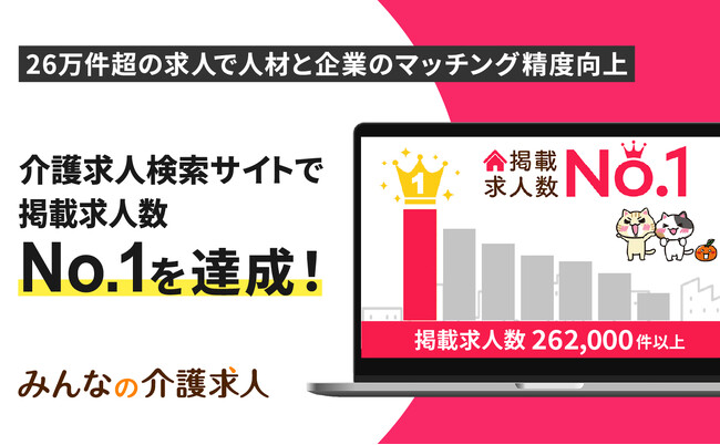 【みんなの介護求人】介護専門転職サイトの掲載求人数ランキングで１位を達成！